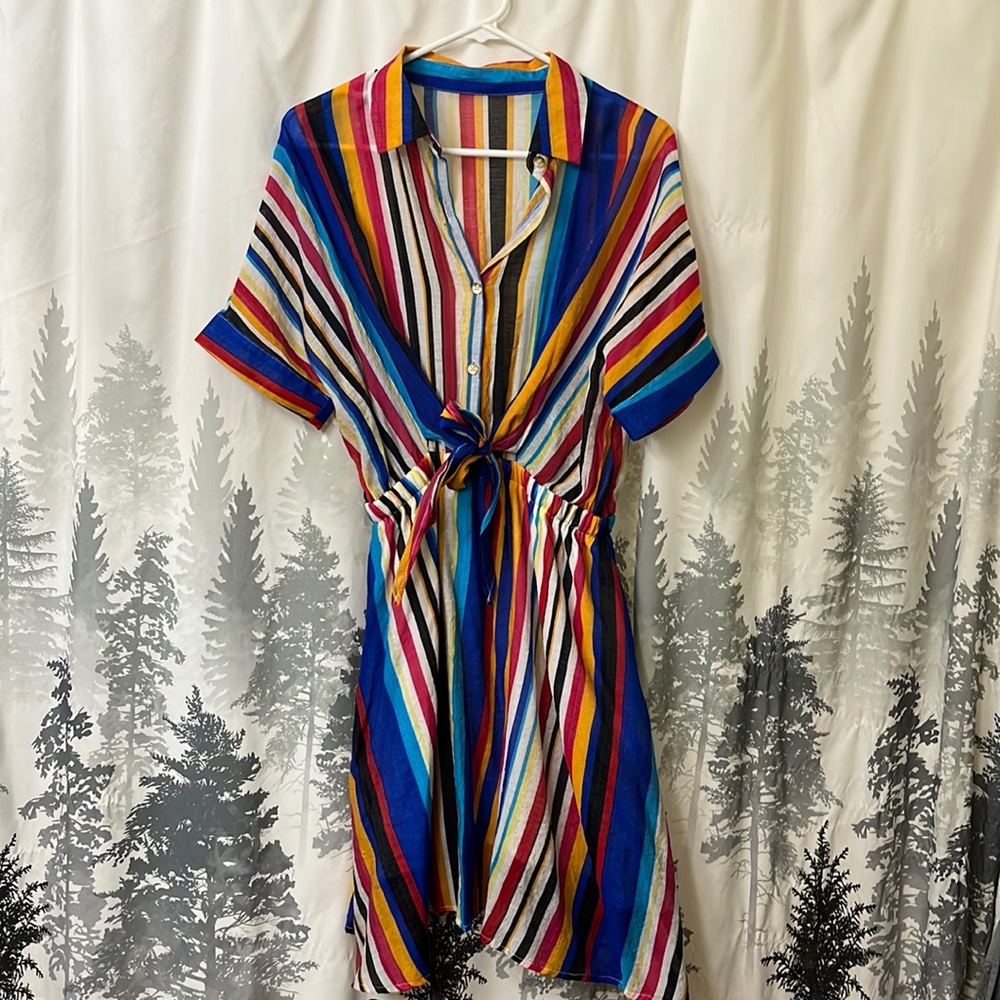 Striped cotton print dress size XL